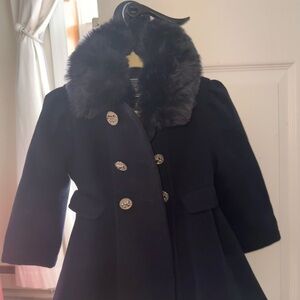 Rothschild Navy Coat with Plush Collar